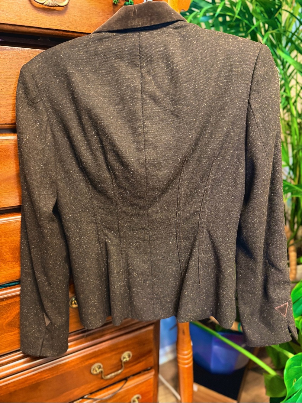 Nanette Lepore Women's Brown Velvet Collared Button-Front Jacket - Picture 8 of 8
